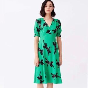 Diane Von Furstenberg Jemma Crepe Midi Dress Jaguar print